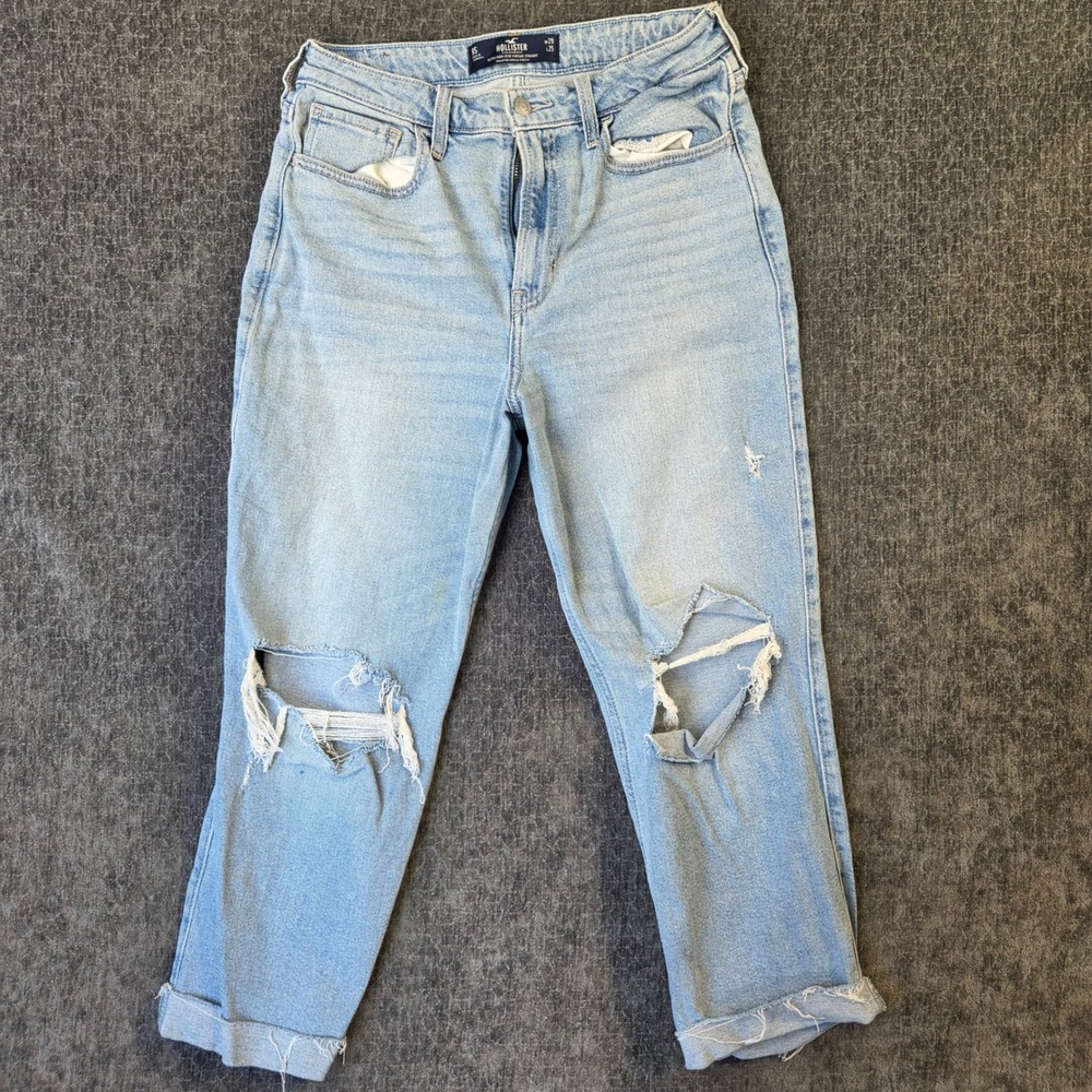 Hollister Light Wash Ultra High-Rise Vintage Straight Jeans Womens 9S Distressed